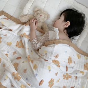 宝宝竹纤维棉纱巾A类4层婴幼儿浴巾儿童竹棉毯子夏季 幼儿园小盖毯