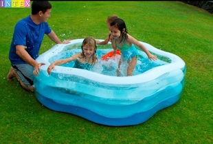 包邮 海洋球池 正品 INTEX夏日彩色戏水池 大水池 儿童充气游泳池