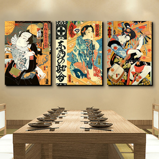 日式 饰画日本浮世绘刺青料理挂画纹身武士壁画日本画JP01 餐厅装