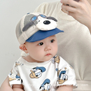 婴儿帽子夏季 宝宝鸭舌帽可爱小狗男童棒球帽网眼透气防晒遮阳 薄款