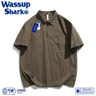 Wassup Shark日系冰丝速干POLO衫 T恤ins宽松休闲凉感体恤 夏季 短袖