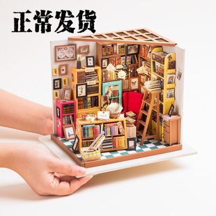 若态DIY小屋微景观小房子书架立体拼装 模型娃屋手工制作山姆书店