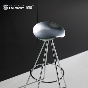 星威简约现代高脚铝合金凳子家用吧台椅铁艺创意可旋转设计师吧凳