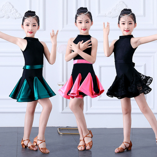 六一儿童拉丁舞蹈演出服夏季 女孩标准比赛表演拉丁裙练功服连衣裙