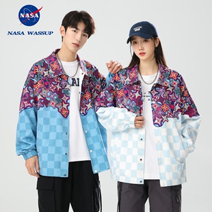 NASA WASSUP 外套翻领夹克3 2024潮牌新款 ins港风夹克青少年情侣款