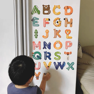 儿童动物字母磁贴黑板宝宝磁性冰箱贴26个英文早教益智玩具3 6岁