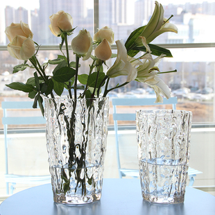 北欧玻璃花瓶透明创意客厅插花玫瑰百合花向日葵家用装 饰花器摆件