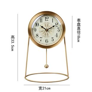 铜钟座钟家用客厅台式 黄铜静音时钟纯铜现代简约台钟 钟表高端时尚
