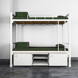 制式 上下铺高低床双层铁架床宿舍单人床干部单层床内务柜学习桌椅