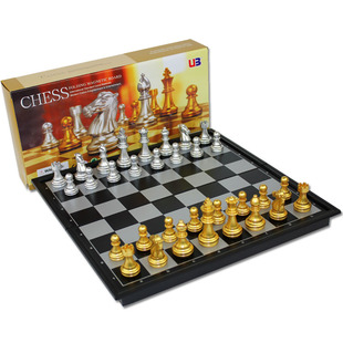 UB友邦折叠磁性中号金银色好看洋气比赛国际象棋成人儿童训练棋院