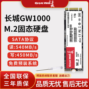 M2接口SATA协议长城固态硬盘高速1TSSD台式 机笔记本电脑GW1000