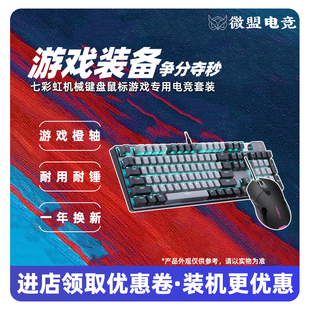 七彩虹机械键盘鼠标游戏专用电竞套装 静音有线青橙轴键鼠套装