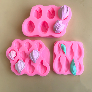 DIY刮刀花格桑花郁金香硅胶模具女性节日烘培制作花朵工具蛋糕