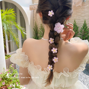 夏季 可爱樱花小发夹女后脑勺公主编头发头饰边夹可爱花朵夹子发卡