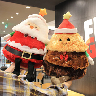可爱圣诞老人公仔姜饼人抱枕毛绒玩具帽子发光唱歌玩偶圣诞节礼物