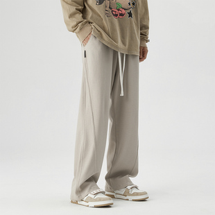 新款 suecx2024春秋季 子男女垂质感舒适时尚 美式 潮 宽松直筒休闲裤