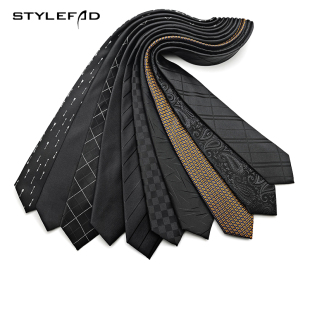 男士 韩版 英伦休闲范6CM窄版 领带潮流时尚 小领带女黑色 造型手打款