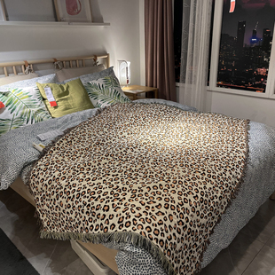 豹纹休闲毯办公室午睡盖毯单人沙发毯民宿房间客厅布置沙发毯针织