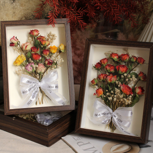 成品相框干花植物标本真花玫瑰家居装 饰画 饰摆件节日礼物伴手礼装