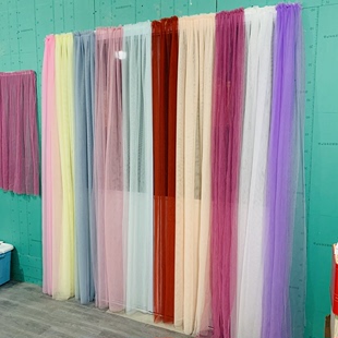 宽幅两米二超柔加密防蚊帐网纱布料白红绿黄粉色飘窗定制门帘装 饰