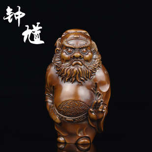 黄杨木雕刻送福钟馗人物手把玩件文玩实木中式 手工艺礼品挂件摆件