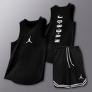 篮球服美式 训练球衣宽松健身五分透气定制印字 背心男AJ23速干无袖