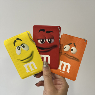 可爱卡通m豆巧克力透明pu工作证卡套公交卡学生饭卡银行卡保护套