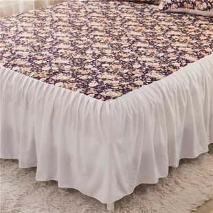 法式 单件全棉保护套防尘罩家用床品 复古玫瑰花纯棉床罩防滑床裙式