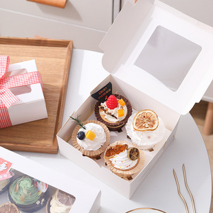 马芬杯蛋糕包装 盒高档开窗纸杯2粒4格6杯子蛋糕盒烘焙甜品打包盒