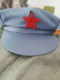 红军帽八路军帽子 天蓝色帽红卫兵帽子成人儿童 灰色正规八角帽