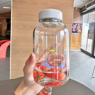 韩国简约ins可爱办公室大容量耐热玻璃水杯瓶带茶漏学生随手杯