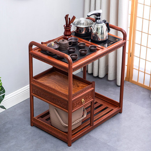 花梨实木移动茶水柜茶桌茶台烧水壶一体茶具套装 茶车 家用简约中式