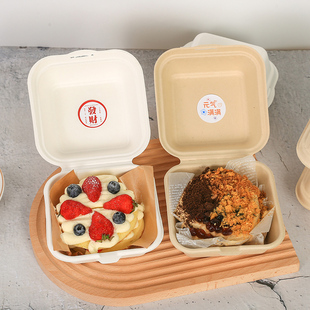 一次性食品级家用可降解外卖打包环保正方形便当盒野餐餐盒包装 盒