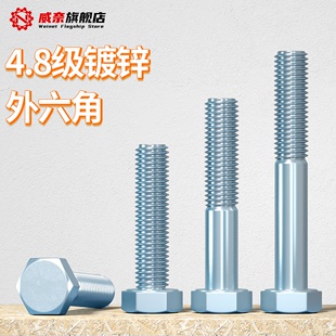 威奈4.8级镀锌外六角螺丝高强度六角螺栓外六方螺丝M6M8M10M12M20