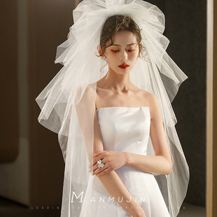 新娘结婚旅拍照头纱影楼化妆师跟妆造型韩国纱多层硬网抓泡蓬蓬纱