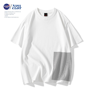 t恤男夏季 NASACLOT高级感短袖 撞色潮牌圆领半袖 修身 体恤 上衣男士