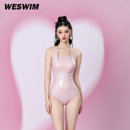 WESWIM游泳衣女连体运动游泳馆小胸露背高级感竞速小众显身材性感