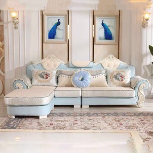 欧式 转角贵妃L型可拆洗布艺沙发 沙发组合小户型现代简约客厅整装