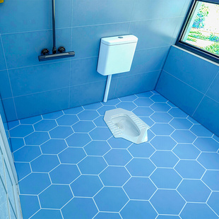 新型加厚地板贴浴室地板砖贴纸装 饰卫生间防水地贴自粘防滑瓷砖贴