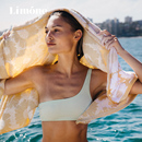 Limone2022夏季 新款 遮肚度假比基尼 不对称单肩高腰分体泳衣女时尚