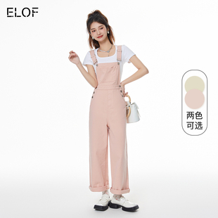 女高腰直筒裤 ELOF复古牛仔背带裤 牛仔裤 日系工装 连体 减龄少女时尚