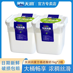 新疆天润酸奶润康桶装 老酸奶原味1kg