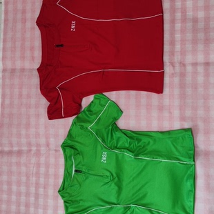 张妮塑形新款 红色绿色户外透气吸汗薄款 半拉链瑜伽T恤上衣短袖