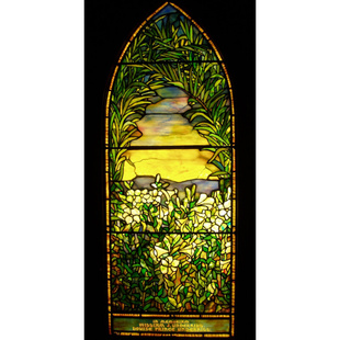 Tiffany蒂凡尼艺术玻璃 自然风景 玄关隔断屏风窗门芯背景墙欧式