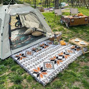 氛围装 户外露营毯 蛋卷桌餐桌布 饰毯 民族风帐篷盖毯 野营披肩毯
