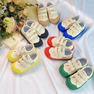 韩版 学院幼儿园室内鞋 儿童帆布鞋 笑脸休闲鞋 2024春季 跨境 男女童鞋