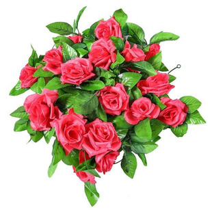 假花藤样板房g大玫花p婚庆红瑰可长条墙花束窗在墙花用舞台花装 饰