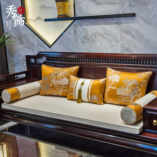 新品 红木沙发坐垫套中国风实木家具绣花古典罗汉床海绵垫乳胶 中式