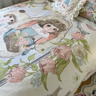 森系梦境花园设计师合作款 纯棉四件套蕾丝花边少女心卧室床上用品