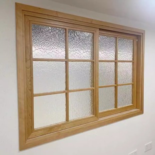 实木窗左右推拉窗室内窗定制现代简约日式 钢化玻璃格子窗折叠窗户